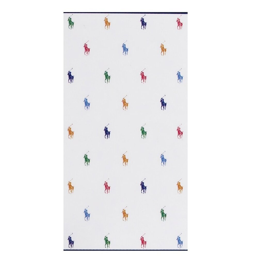 NWT Ralph Lauren Beach Towel, White with Multi Pony, 100% Cotton 66"(L) x 35"(W)